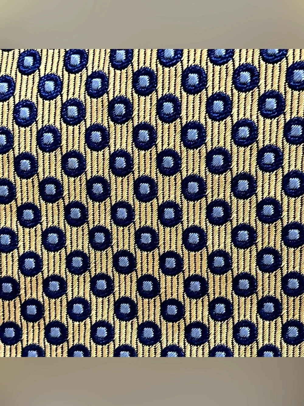 Turnbull & Asser Mens 100% Silk Tie Blue Gold Geometric Polka Dot England UK EUC